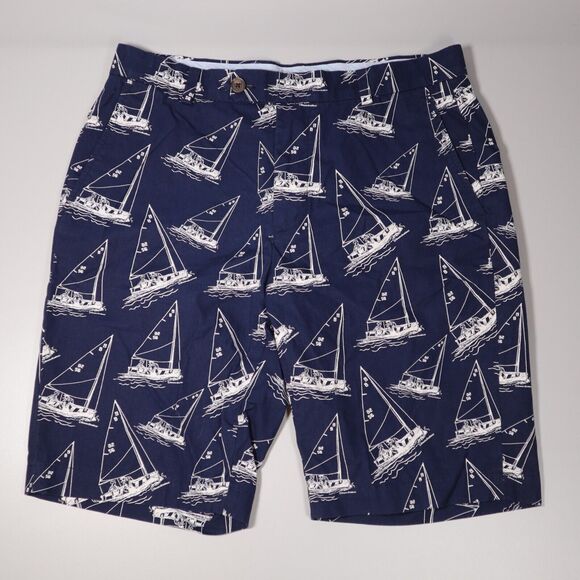 Brooks Brothers Mens 33 Bermuda Shorts Sailing Blue Boats Cotton 11” Inseam - Picture 3 of 7